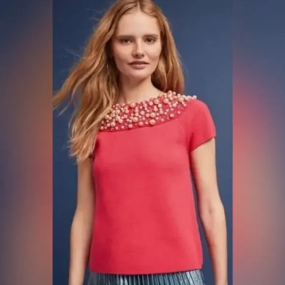 New ~ MOTH ~ Anthropologie ~ Beaded Top Size M GORGEOUS Viscose - Picture 10 of 10